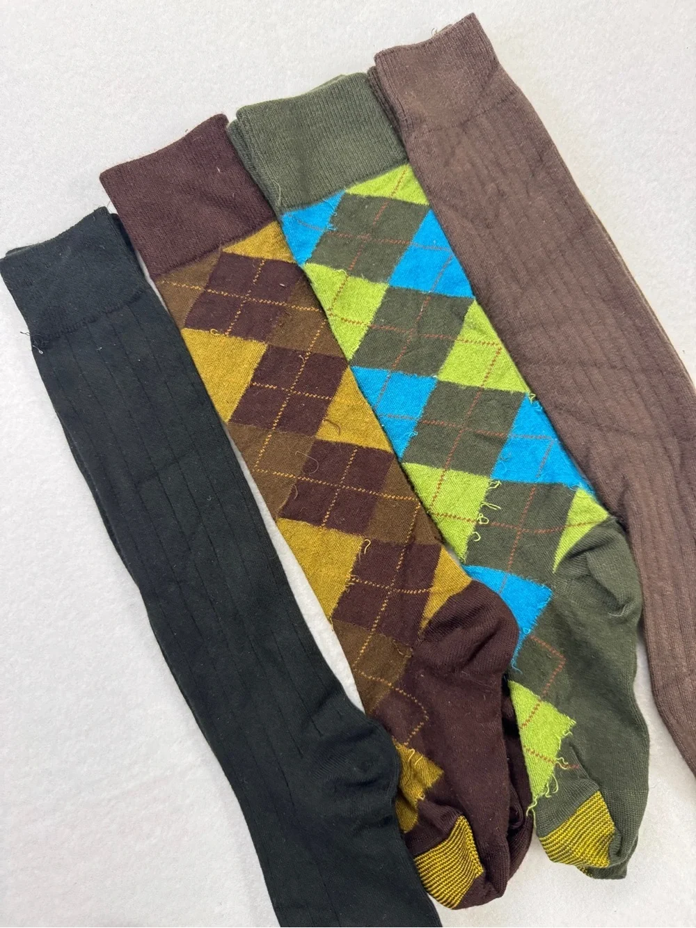 Women’s Argyle & Solid Dress Sock Set - Brown, Olive, Blue, Black